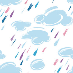 seamless pattern with clouds and rain vector image