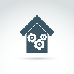 gears and cogs system theme icon factory vector image