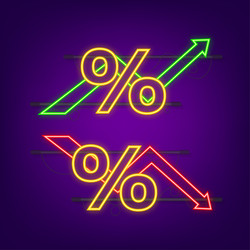 Percent growth chart credit percentage symbol vector