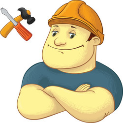 Worker with hardhat helmet vector