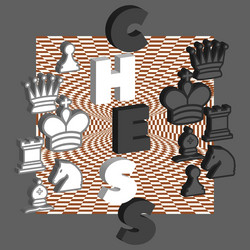 3d poster black and white chess pieces vector