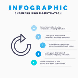 arrow restore refresh line icon with 5 steps vector image