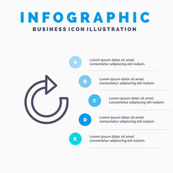 Arrow restore refresh line icon with 5 steps vector