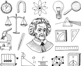 atom and voltmeter with perpetual motion circuit vector image
