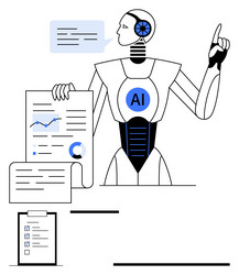 futuristic ai robot presenting data insights vector image