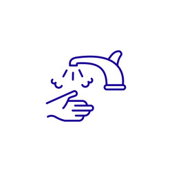 Hand wash hygiene line icon clean water wipe vector