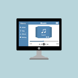 media player application app template with flat vector image