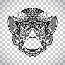 Monkey face with ethnic motifs vector