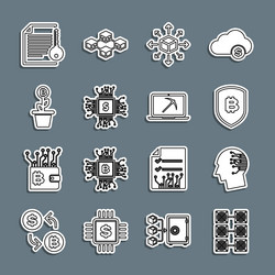 set line mining farm brain as digital circuit vector image