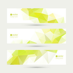 set of banners with triangles and polygon mesh vector