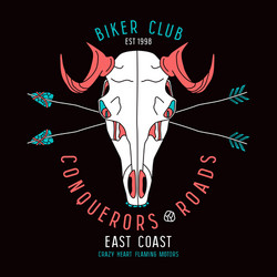 skull animal biker club emblem Vector Image