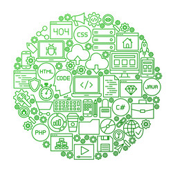 Coding Circle Icon Set vector image