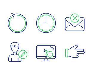 loop time and edit person icons set reject mail vector