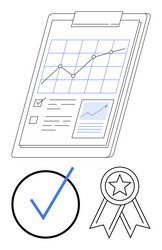performance analysis with growth chart checklist vector image