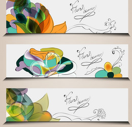 Set of floral banners vector