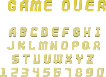 pixel retro font video computer game design 8 bit vector image