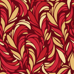 Seamless pattern with red and gold feathers vector