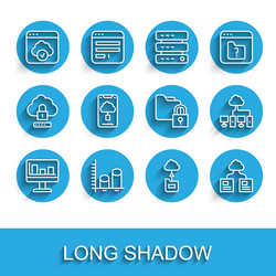 Set line monitor with graph chart data analysis vector