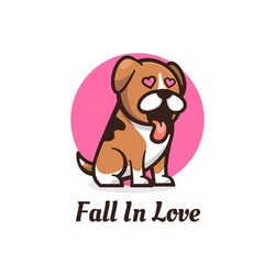 Simple Fall in Love Dog Logo Vector Image