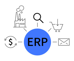 erp system visualization with key business vector image
