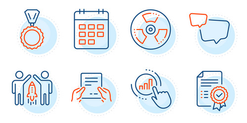 graph chart certificate and receive file icons vector