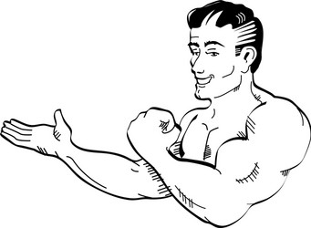 hand drawn cartoon illustration of an anime fitness muscle boy ilustração  do Stock