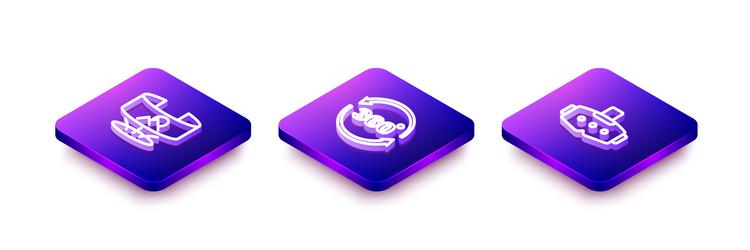 set isometric line 360 degree view and virtual vector image