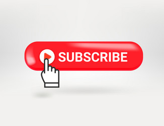 subscribe button with hand pointer 3d vector