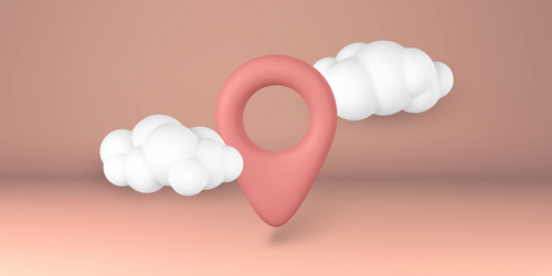 3d red pin point marker with shadow in clouds vector