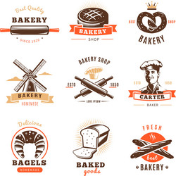 Bakery shop emblem set vector