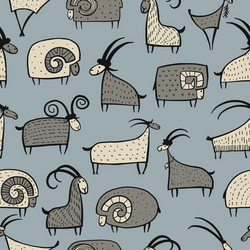 Goats and rams seamless pattern for your design vector