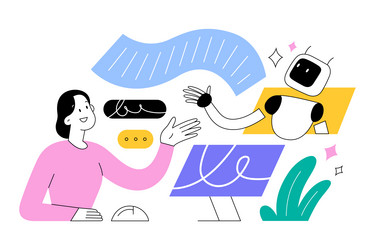 Human using ai chatbot to write a text young man Vector Image