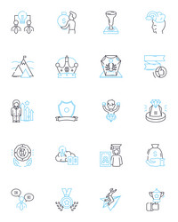 Progress and recognition linear icons set growth vector