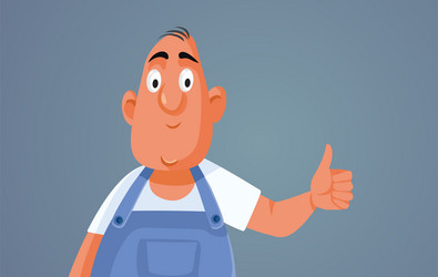 smiling worker holding thumbs up cartoon vector