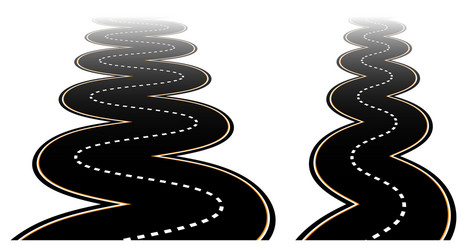 Winding zig zag roads vanishing to transparent Vector Image