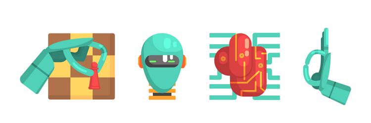 Artificial intelligence flat icon and robotic Vector Image