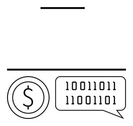 binary code speech bubble and dollar coin vector image