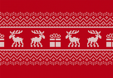 christmas seamless pattern knit red print vector image
