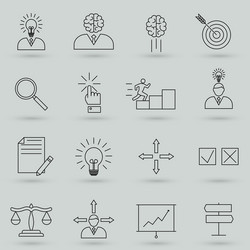 find solution line icon set simple icons vector image