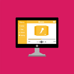 media player application app template with flat vector image