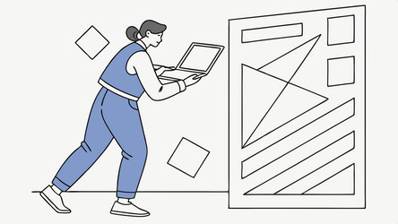 person sketching mobile app interface layout vector image