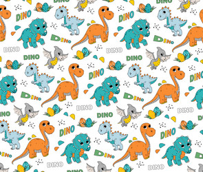 Cute cartoon dinosaurs seamless pattern Royalty Free Vector