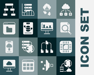 set network cloud connection processor with cpu vector image