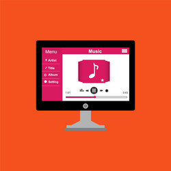 media player application app template with flat vector image
