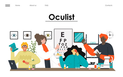 oculist landing page eye check up service vector