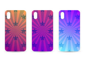 phone case set with gradient backgrounds rays vector image