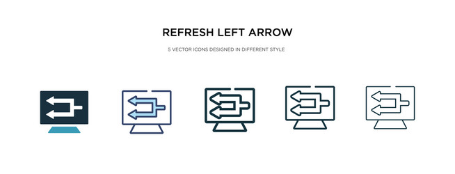 Refresh left arrow icon in different style two vector