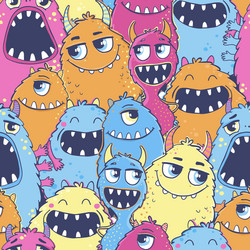 Funny seamless pattern with comic cartoon animal Vector Image