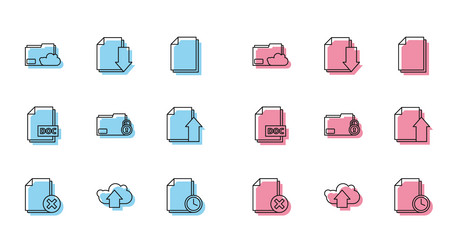 set line delete file document cloud upload vector image