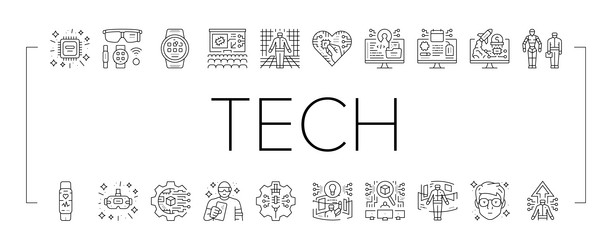 tech enthusiast geek nerd man icons set vector image